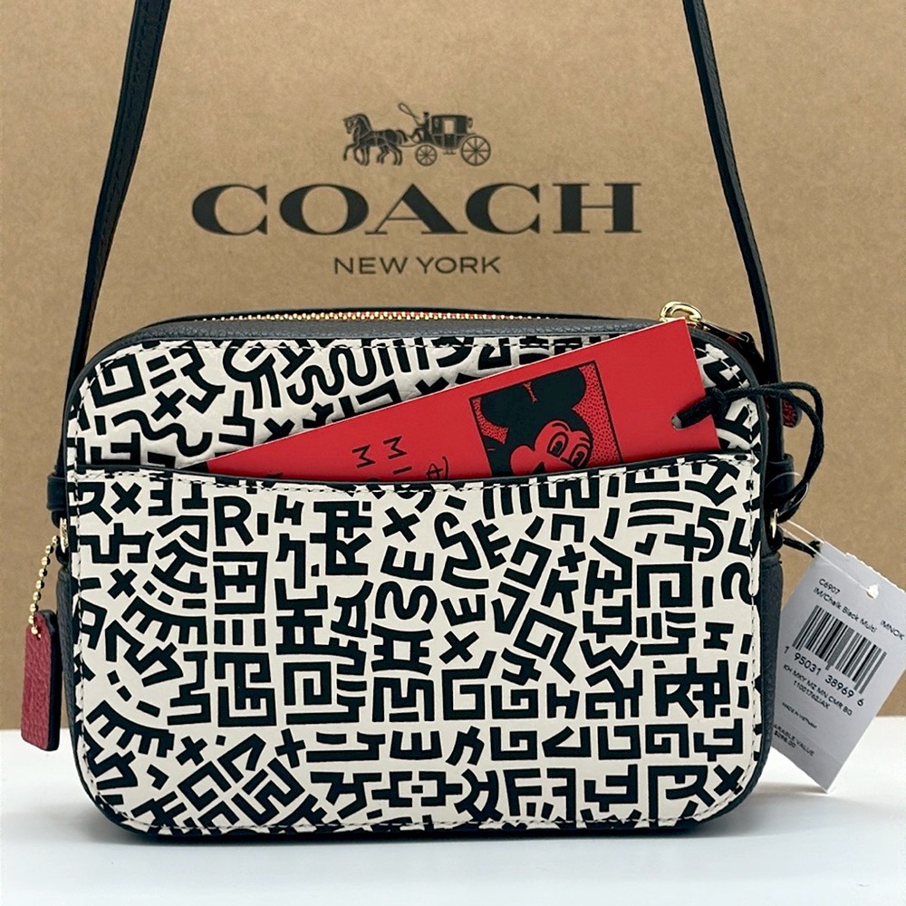 COACH Disney Mickey Mouse x Keith Haring Mini Leather Camera Bag - Picture 9 of 16